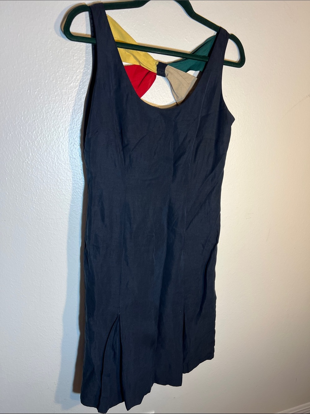Vintage Oue Per Our Veste Navy Midi Dress with Multicolor Back Detail Size 4 S - Picture 6 of 6